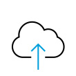 A cloud with a blue arrow pointing up