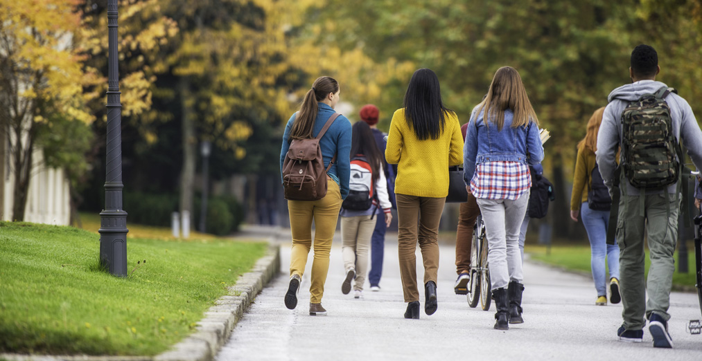 Students walking outside